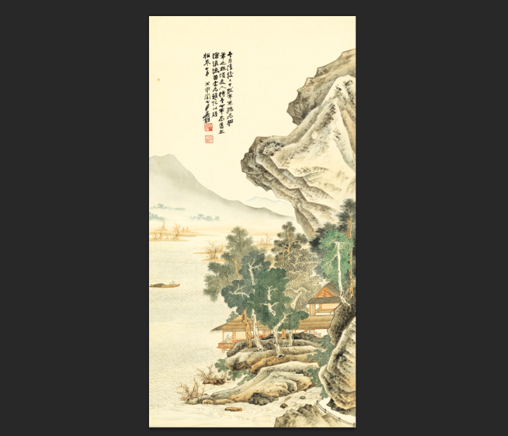 张大千 沧浪渔笛图 国画画心装饰画名人字画宣纸高清微喷画芯