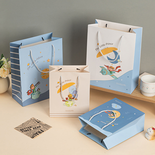 新款小王子礼物礼品袋大号加厚硬纸袋手提袋男生生日包装袋袋子
