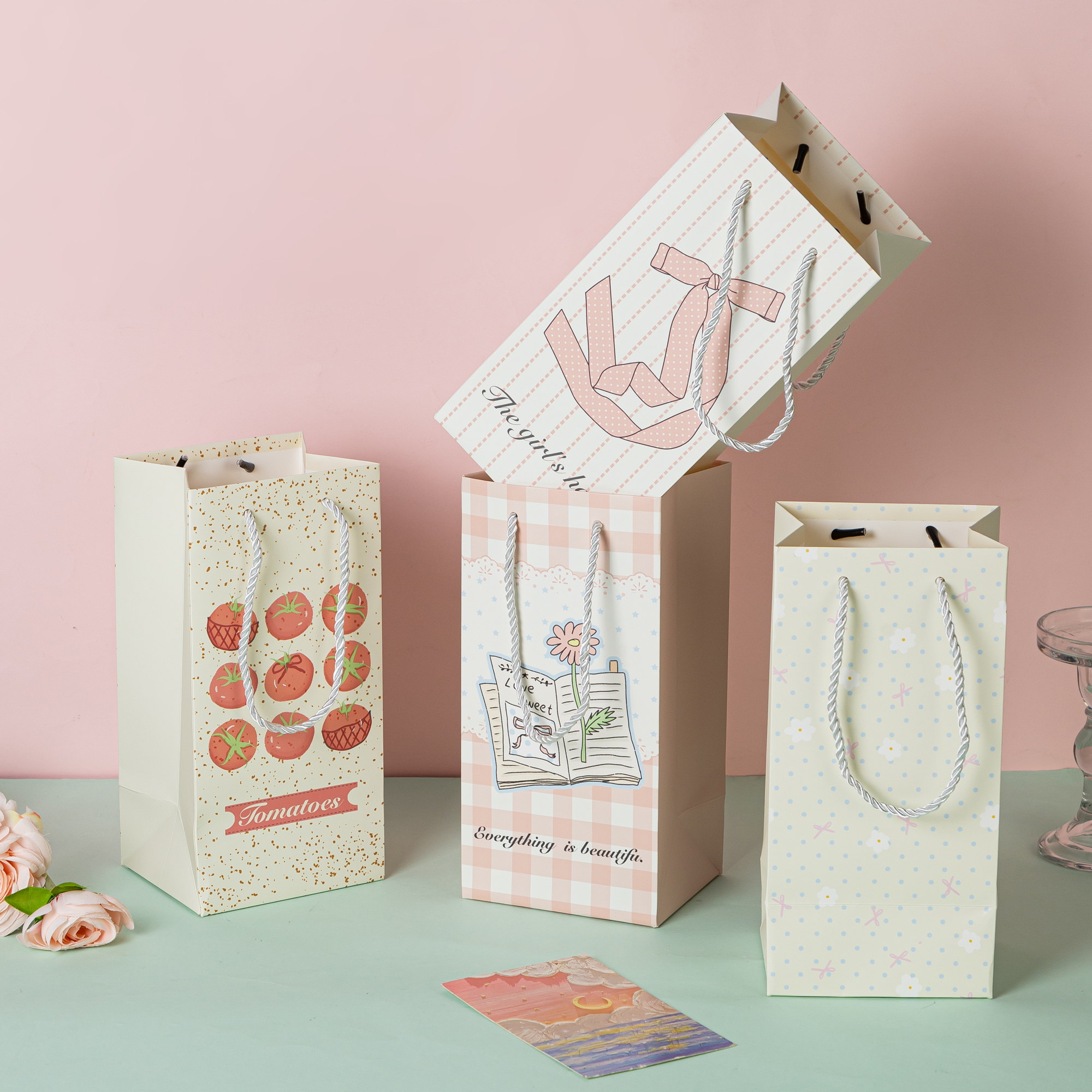 中秋节保温杯礼品袋高档水杯硬纸袋简约礼物包装袋伴手礼手提袋子