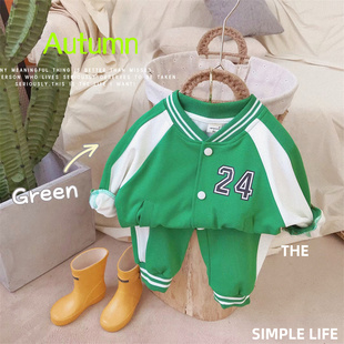 秋季 新款 韩版 宝宝休闲两件套潮 儿童套装 男童棒球服夹克运动裤 套装