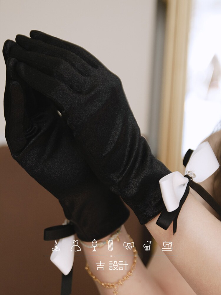 JI DESIGN-YUNXING 오리지널 블랙 스트레치 다이아몬드 웨딩 드레스 장갑 신부 웨딩 사진 액세서리