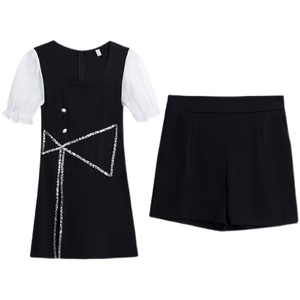 RM8455#夏季新款大码女装胖MM时尚气质修身上衣＋短裤两件套套装