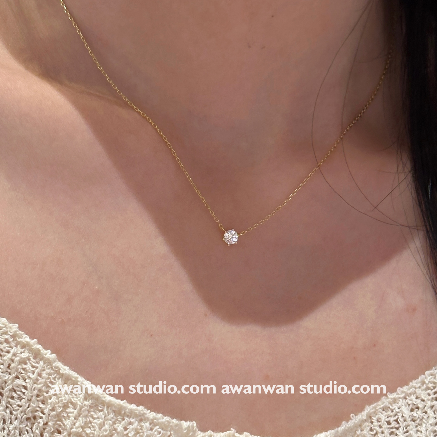 阿婉Wan s925银鼻屎钻六爪项链简约百搭法式气质精致锁骨链