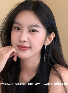 阿婉Wan微笑曲线~小众高级感时髦名媛风显脸瘦耳线气质流苏耳钉