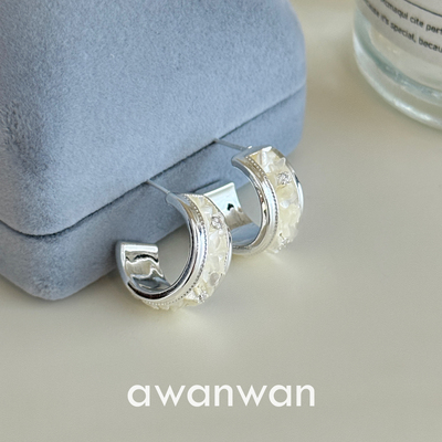 阿婉Wan 气质C环~轻奢高级感贝母锆石耳圈小众时髦简约独特耳环