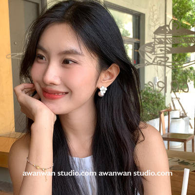 阿婉Wan 轻奢气质曼塔玫瑰珍珠花朵耳环高级感耳饰耳钉2025新款