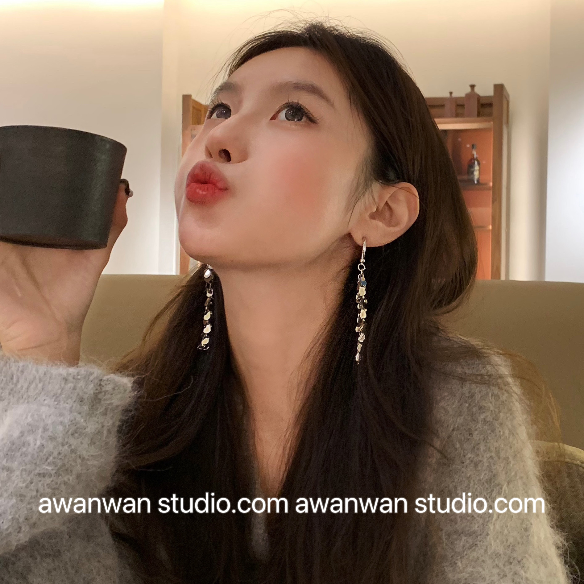 阿婉Wan 爆闪叶片法式高级感麦穗流苏耳环显脸瘦一款两戴耳饰耳坠