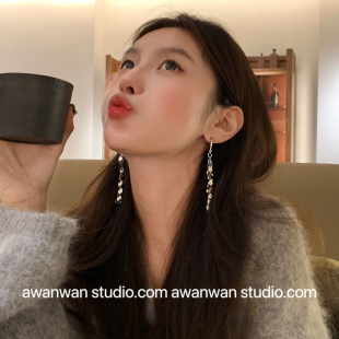 阿婉Wan 爆闪叶片法式高级感麦穗流苏耳环显脸瘦一款两戴耳饰耳坠