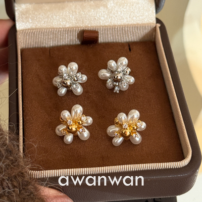 阿婉Wan珍珠花球2.0~轻奢独特设计感烟花珍珠秋冬气质耳钉时髦