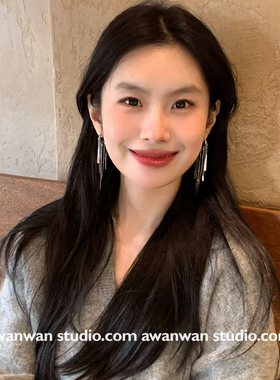 阿婉Wan超闪灵动流苏耳扣显脸小高级感独特轻奢设计耳饰冷淡风