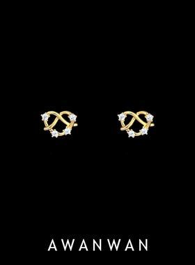 阿婉Wan 碱水结爱心耳钉洗澡免摘ins日系甜美百搭通勤耳饰女