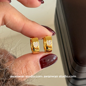 阿婉Wan 超百搭小众锆石爱心点缀耳扣简约气质小耳环 长期主义