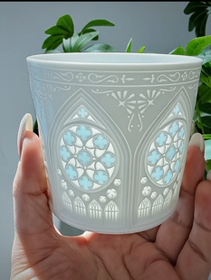 景德镇文创复古风浮雕陶瓷马克杯情侣杯喝水杯家用牛奶杯咖啡杯