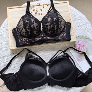 性感豹纹内衣女小胸显大聚拢加厚美背平胸超厚6cm蕾丝文胸罩套装