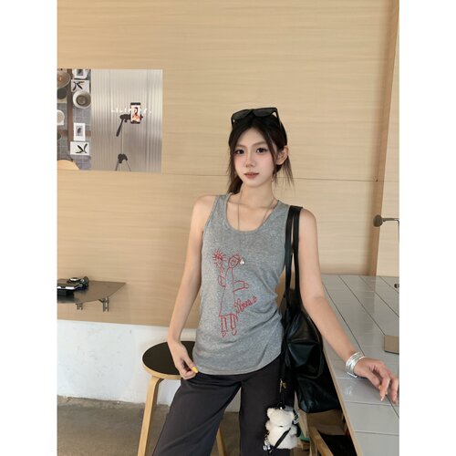 铅笔莓莓韩系手绘背心女