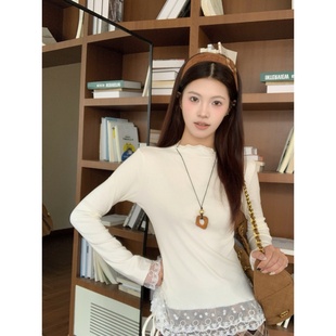 12.31 半高领蕾丝长袖 限时3天到手6折 00新品 铅笔莓莓