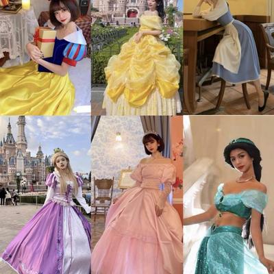 迪士尼公主cos裙成人租赁 灰姑娘 贝尔 白雪公主cos 万圣诞节礼服