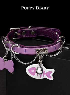 紫色骨头铃铛choker项圈刻字