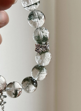 高品质绿幽灵手链女生天然水晶大颗粒串珠手串小众设计