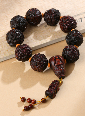 血檀木龙九子貔貅手链