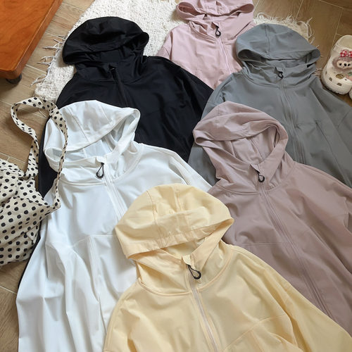 原纱凉感连帽防晒衣女夏季upf50+防紫外线户外运动宽松便携外套