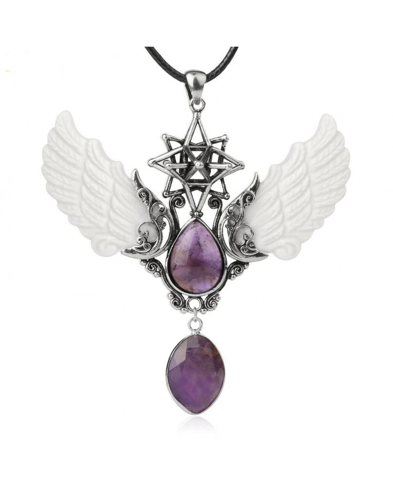 你的指导灵 高频能量水晶吊坠贝壳天使翅膀