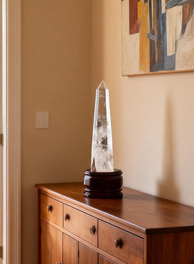 一物一图天然白水晶六角柱摆件