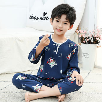 Đồ Ngủ Trẻ Em Bộ Đồ Lụa Bông Mỏng Mùa Hè Cho Bé Gái Mặc Nhà Bé Trai Bé Gái 3-5-7-9 Tuổi