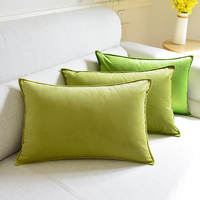 北欧天鹅绒客厅长条枕沙发绿色枕套
