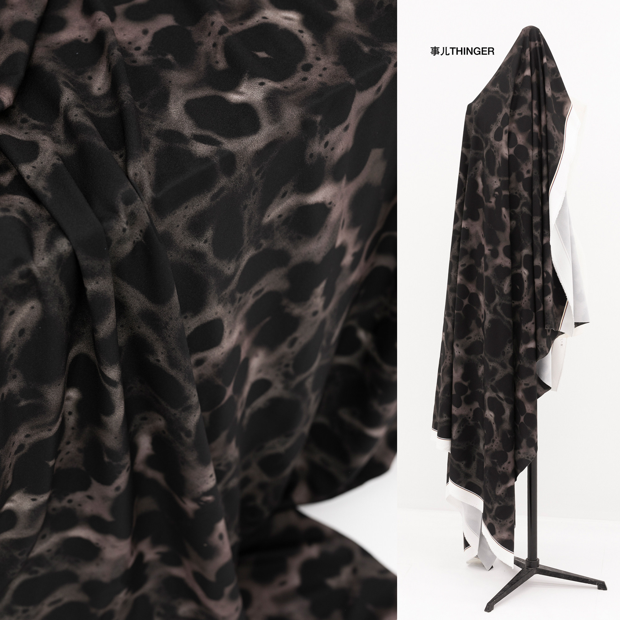 事儿THINGER 蛾·炭墨 原创染色图案印花-垂坠感长裙 设计师面料,居家布艺,海绵垫/布料/面料/手工diy,淘宝优惠券,粉丝福利购,淘宝优惠卷