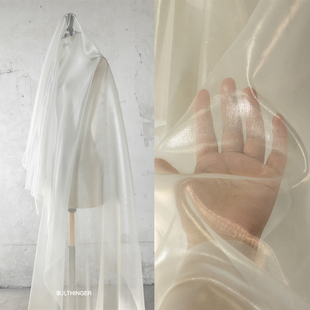 事儿THINGER 蝉翼·烫金真丝绡-透明桑蚕丝欧根纱布料设计师面料