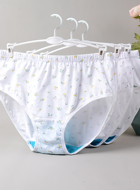 3条ab内裤女士纯棉中高腰抗菌裤夏薄款女生清新田园三角短裤F818