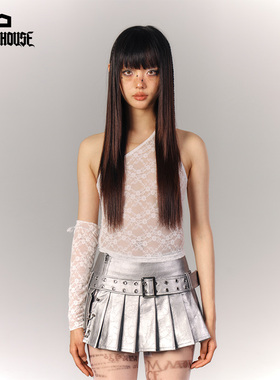 YUKAHOUSE 蕾丝提花复古内搭背心少女感显瘦露腰性感上衣女夏季款