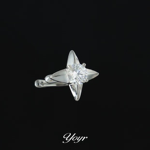 yoyr黄铜耳饰 锆钻四芒星耳骨夹2025新款精致高级感轻奢小众耳夹