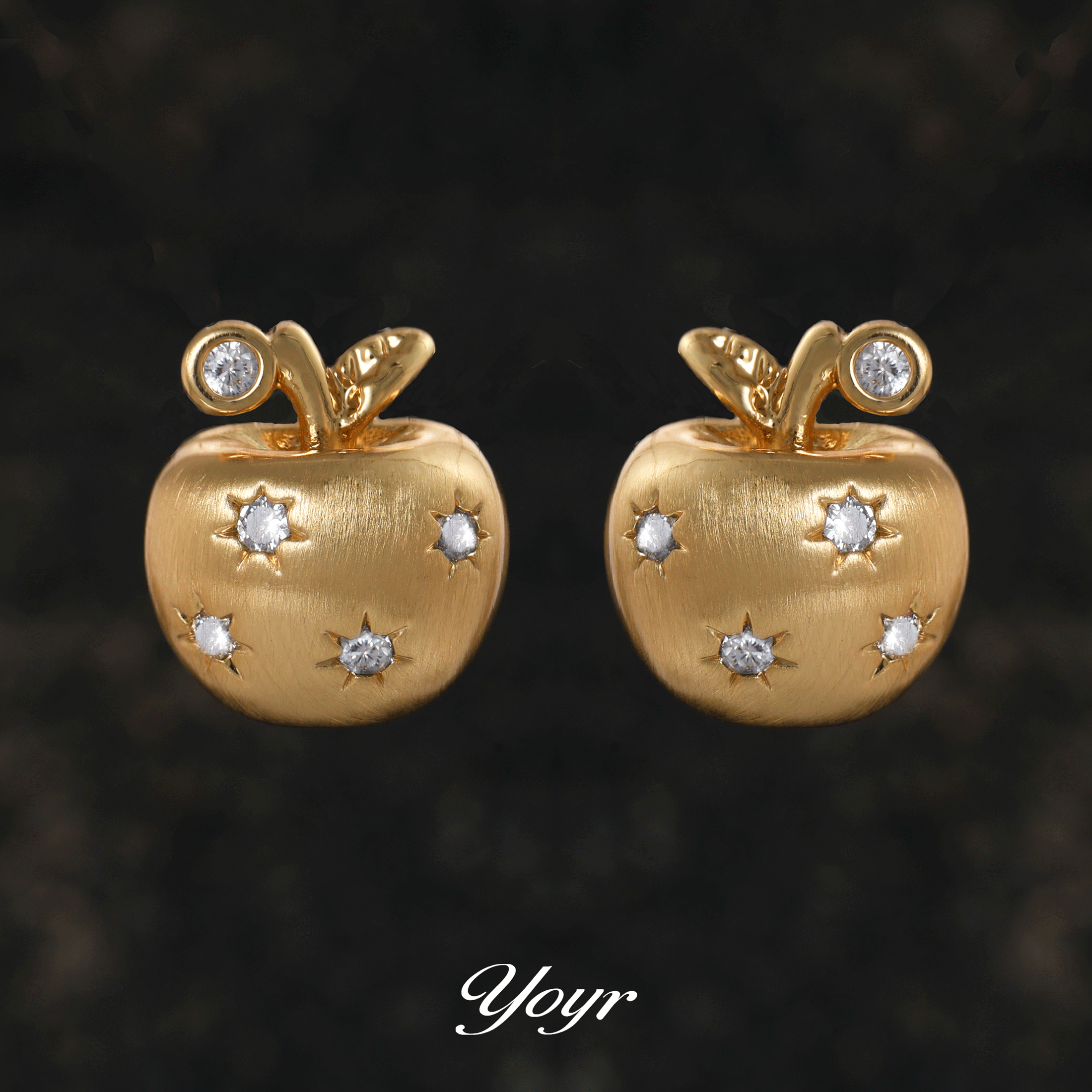 yoyr耳饰 锆钻精致苹果耳钉轻奢小巧高级感拉丝耳环,饰品/流行首饰/时尚饰品新,耳钉,淘宝优惠券,粉丝福利购,淘宝优惠卷