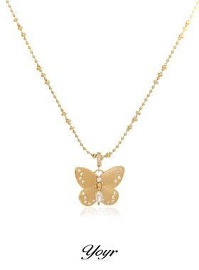 YOYR黄铜项链锆石拉丝蝴蝶项链