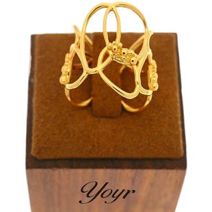 YOYR 铜合金戒指 蝶恋花戒指 双戴法设计感小众活口可调节指环