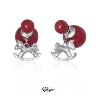 yoyr黄铜耳饰 前后戴灵动小马耳环高级感精致百搭甜美时尚耳钉