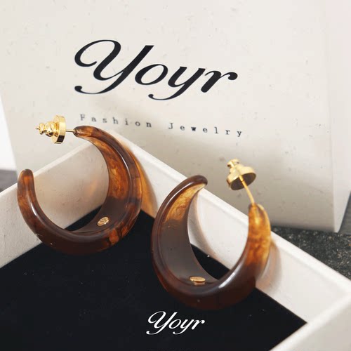 YOYR树脂耳圈流沙弦月C圈
