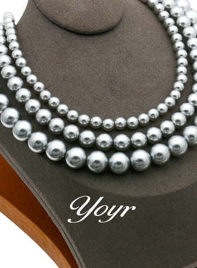YOYR 链子925银仿珍珠 灰色强光极简全珠锁骨链 轻奢百搭气质项链