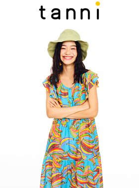 tanni新款款荷叶设计感透气舒适度假休闲连衣裙TL11DR112A