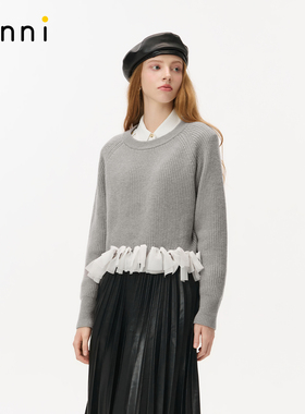 tanni25秋冬新款时尚优雅圆领纯羊毛长袖毛衣针织衫TO31KN026A