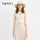 tanni新款 早秋度假风百搭拼接镂空花朵刺绣针织背心女TN11AC001A
