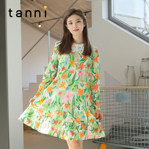 tanni甜美淑女温柔娃娃领连衣裙