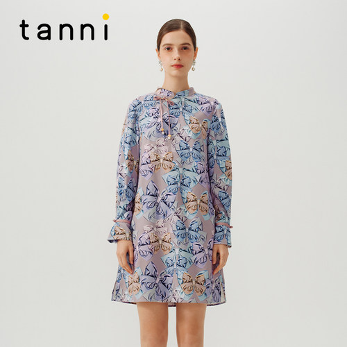 tanni印花新中式改良旗袍连衣裙