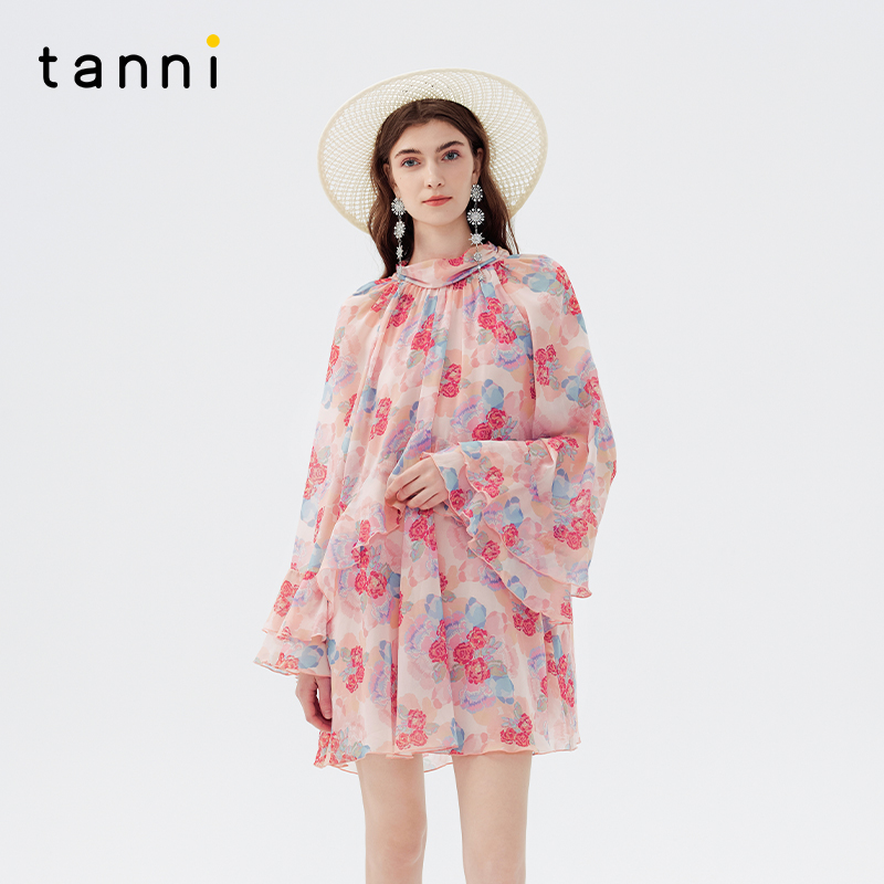 tanni度假感设计感碎花连衣裙