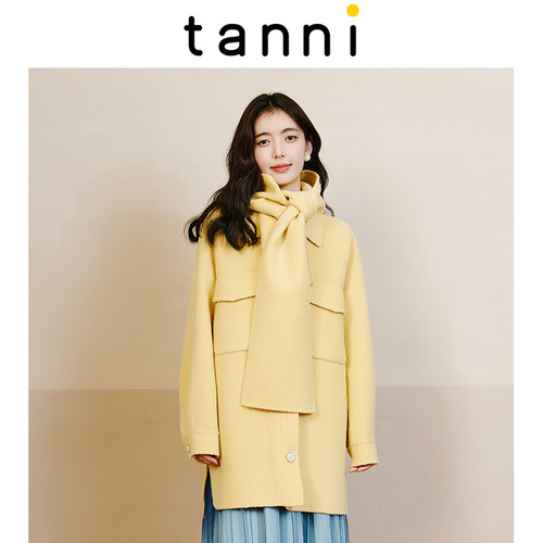 tanniH版黄色呢大衣外套
