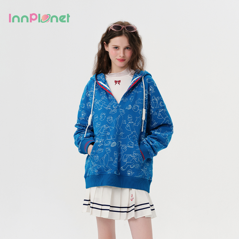 innplanet大力水手连帽V领卫衣