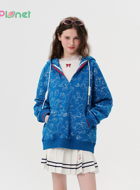 innplanet25春新款大力水手联名宽松休闲连帽V领卫衣PO11HO833A