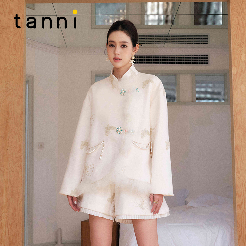 tanni新中式对襟立领外套短裤